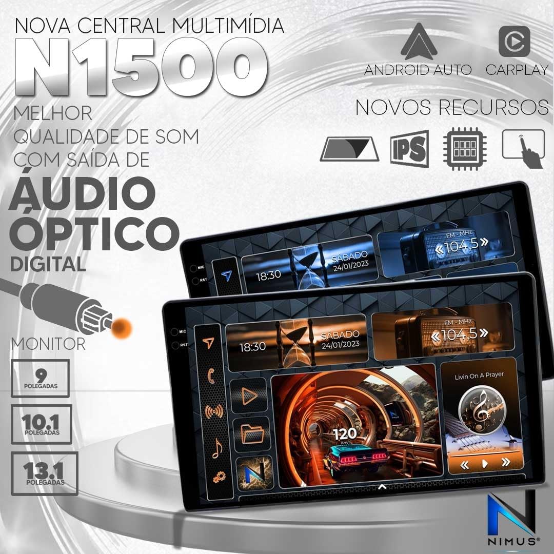 Central Multimidia Nimus N1500 Android com Carplay e 4G 9 Pol 3 Central Multimidia Nimus N1500 Android com Carplay e 4G 9 Pol - Imagem 3