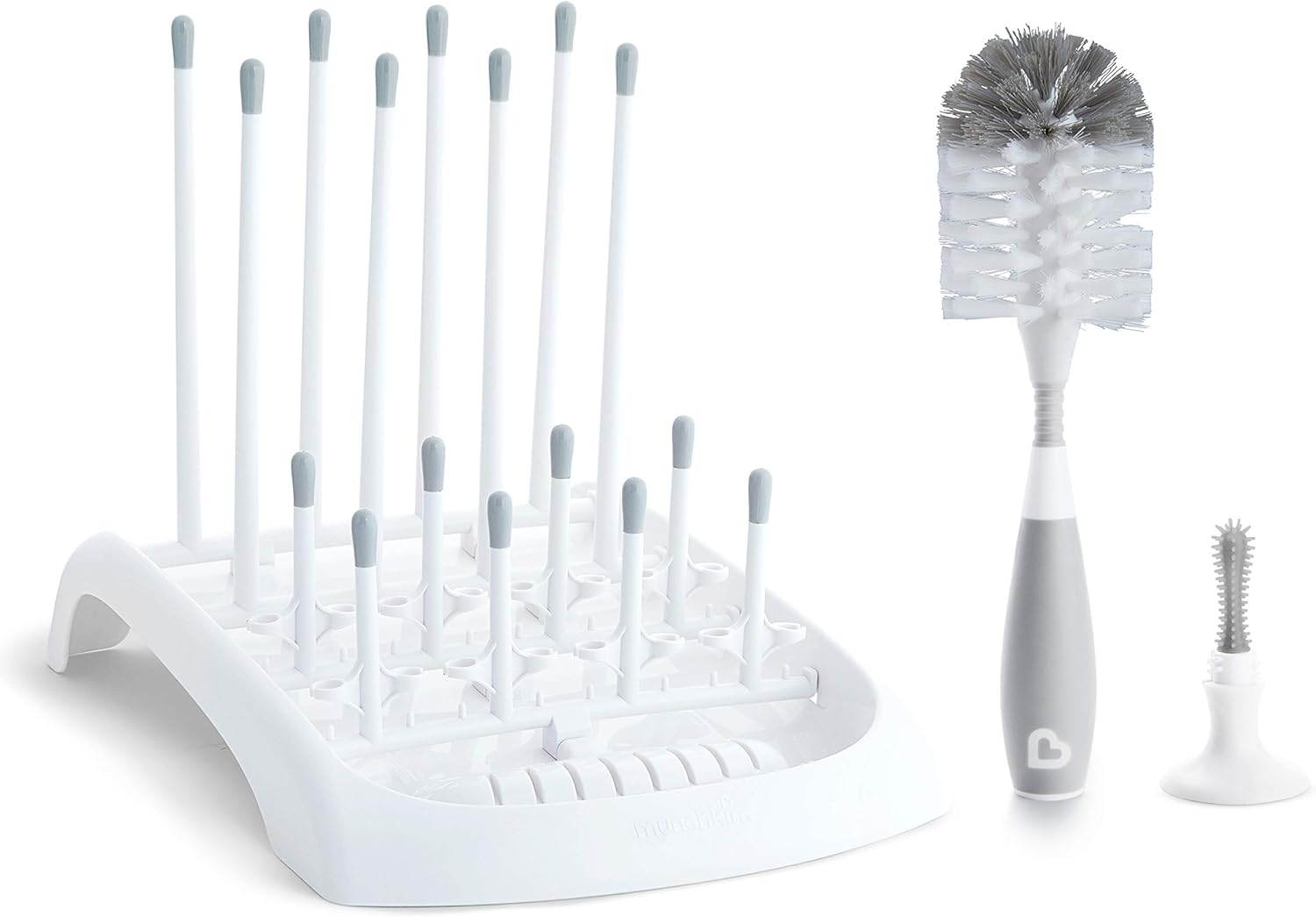 Kit Limpeza e Secador de Mamadeiras Munchkin com Escova Cinza 1 Kit Limpeza e Secador de Mamadeiras Munchkin com Escova Cinza