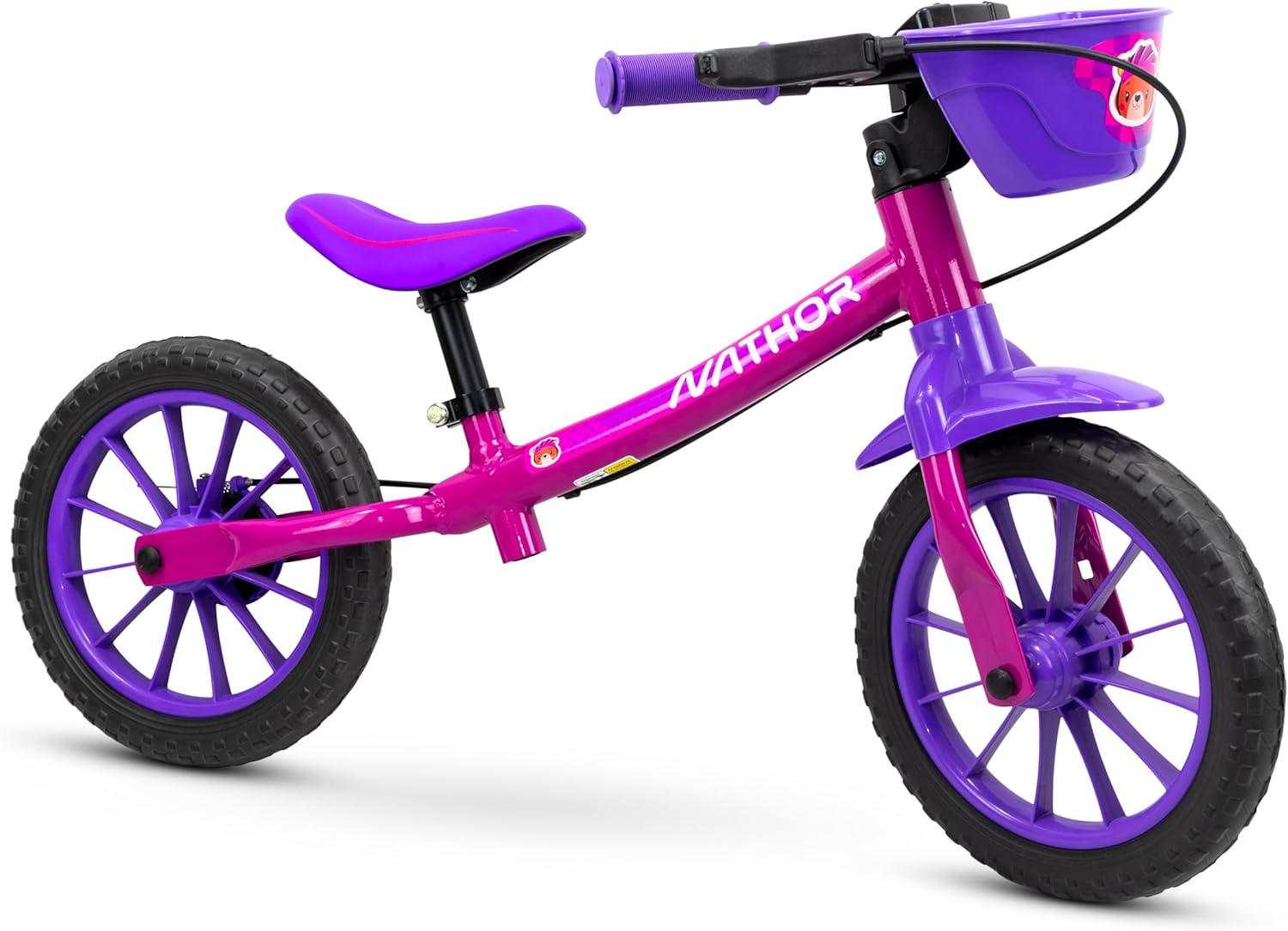 Bicicleta de Equilíbrio Nathor Rosa com Cestinha Infantil 1 Bicicleta de Equilíbrio Nathor Rosa com Cestinha Infantil