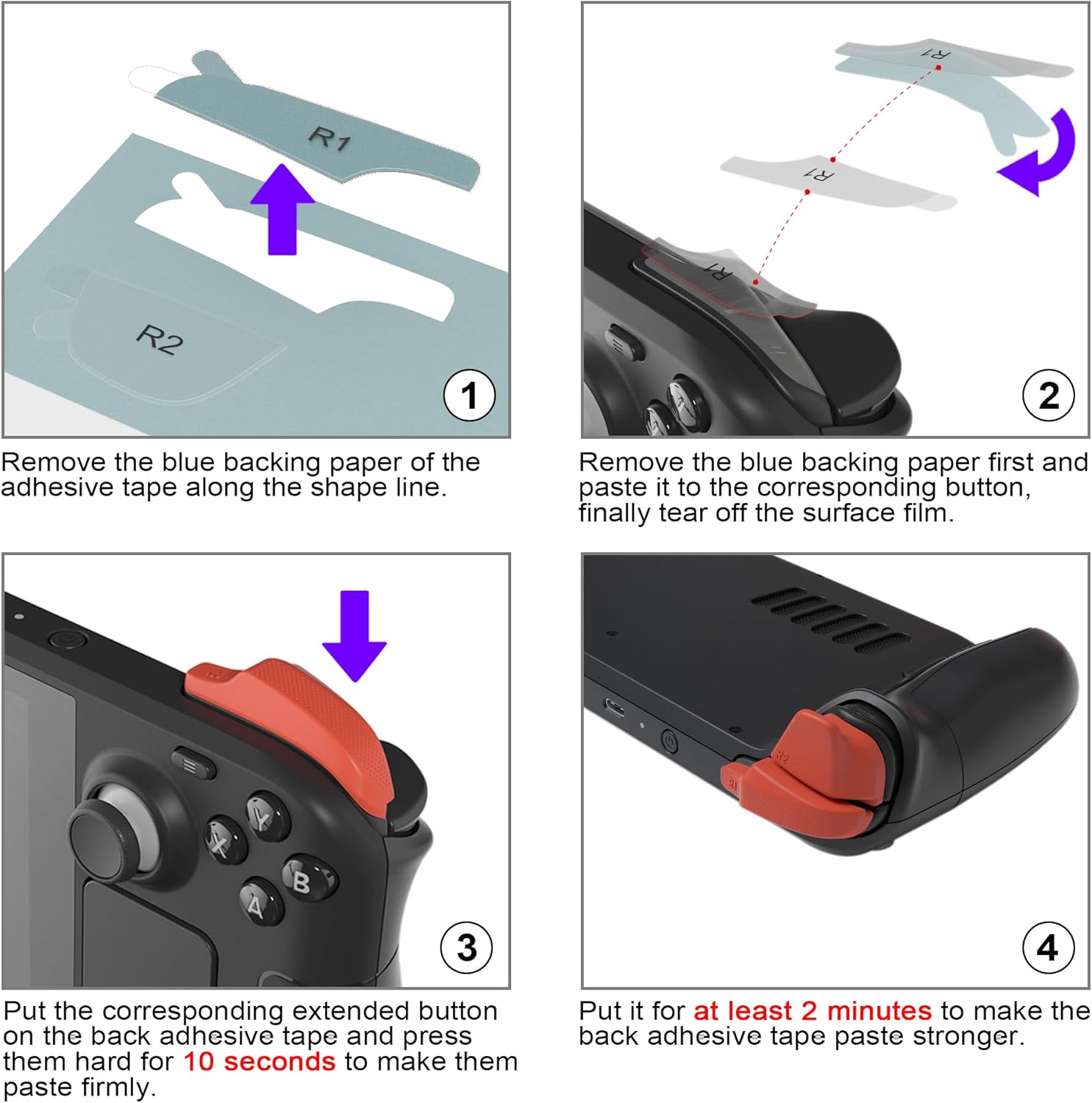 Kit Extensor Botão Shoulder PlayVital para Steam Deck Branco 2 Kit Extensor Botão Shoulder PlayVital para Steam Deck Branco - Imagem 2