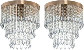 Kit 2 Lustres de Cristal Marryluz Cobre Plafon Decorativo