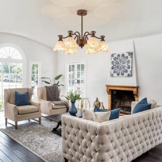 Lustre SSNAINIU Sputnik 8 Luzes Bronze Vidro Estilo Industrial