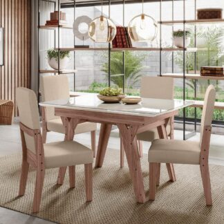 Conjunto Sala de Jantar Dubai Celta Móveis 4 Cadeiras Amend