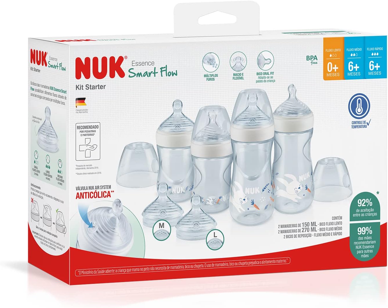 Kit Mamadeiras NUK Essence Smart Flow Anticólica 150ml 270ml 1 Kit Mamadeiras NUK Essence Smart Flow Anticólica 150ml 270ml