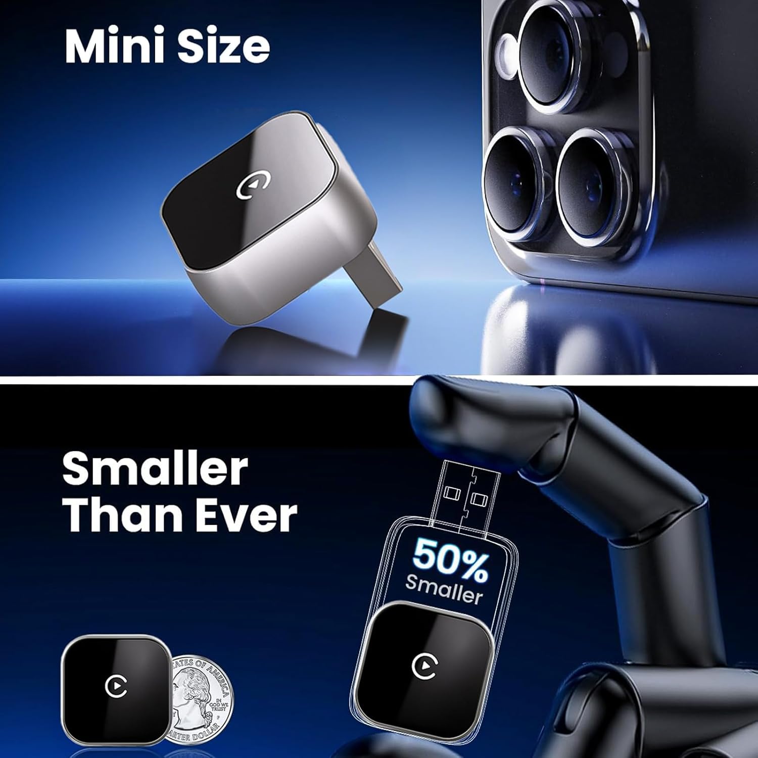 Adaptador TPSOJJY 2 em 1 Wireless CarPlay e Android para Carros 6 Adaptador TPSOJJY 2 em 1 Wireless CarPlay e Android para Carros - Imagem 6