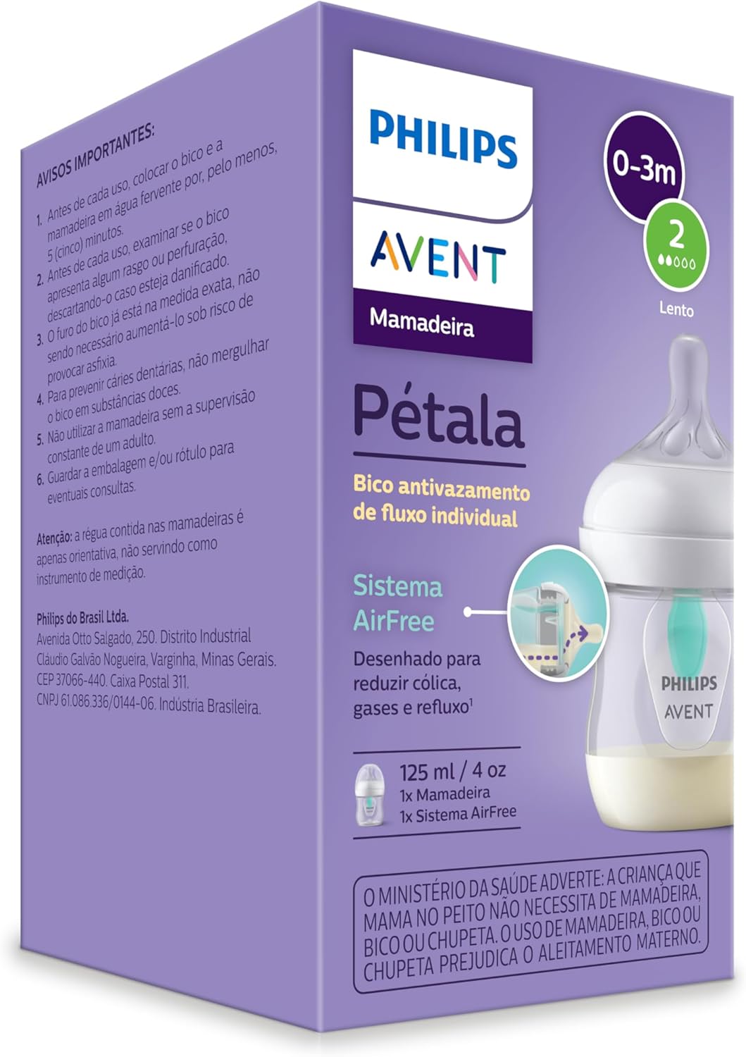 Mamadeira Philips Avent Pétala 3.0 AirFree 125ml SCY670/01 2 Mamadeira Philips Avent Pétala 3.0 AirFree 125ml SCY670/01 - Imagem 2