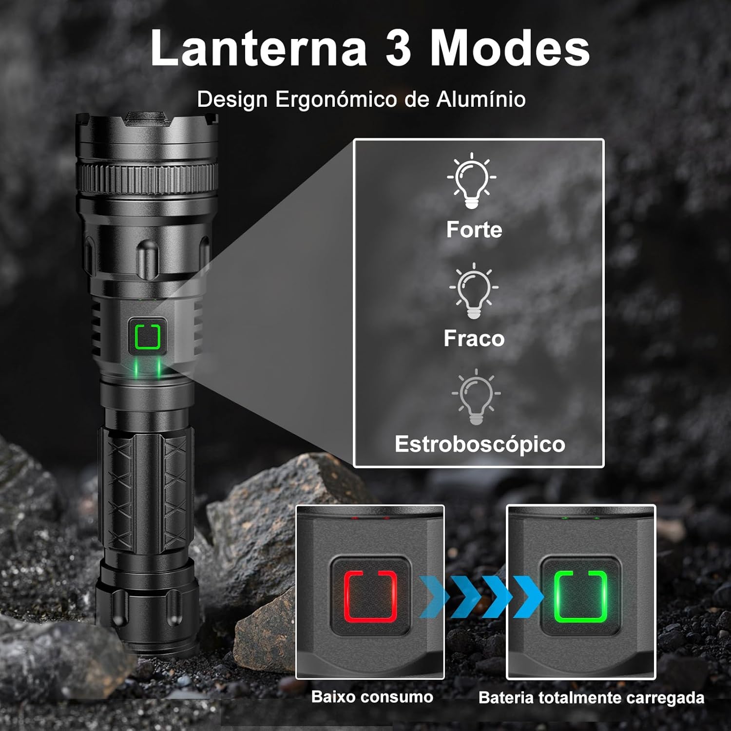 Lanterna Tática AQWS M11 Recarregável USB com Zoom Ajustável 7 Lanterna Tática AQWS M11 Recarregável USB com Zoom Ajustável - Imagem 7