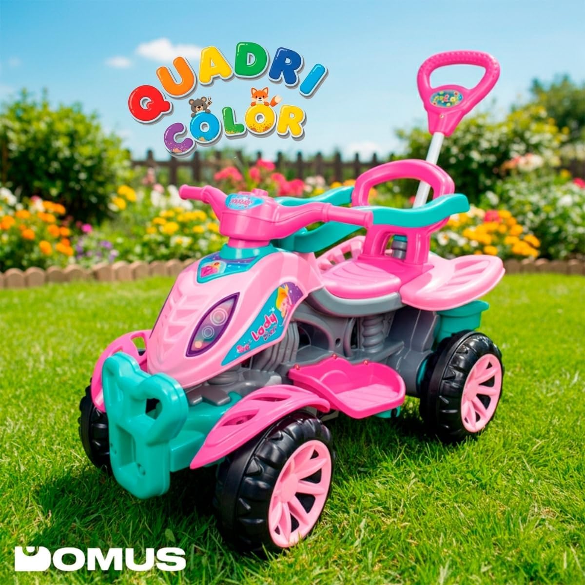 Quadriciclo Infantil Maral Lady Star Rosa com Guia 9 Meses 2 Quadriciclo Infantil Maral Lady Star Rosa com Guia 9 Meses - Imagem 2