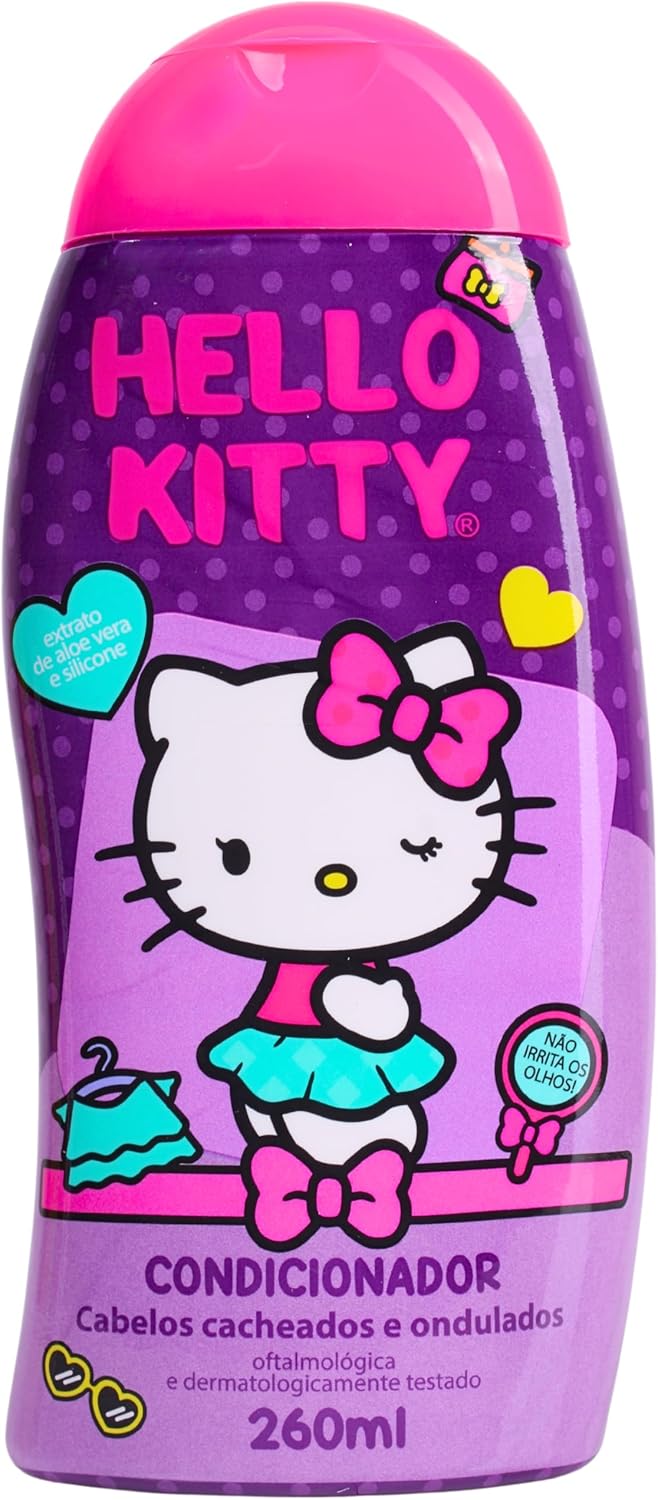 Condicionador Infantil Farmax Hello Kitty para Cabelos Cacheados 1 Condicionador Infantil Farmax Hello Kitty para Cabelos Cacheados
