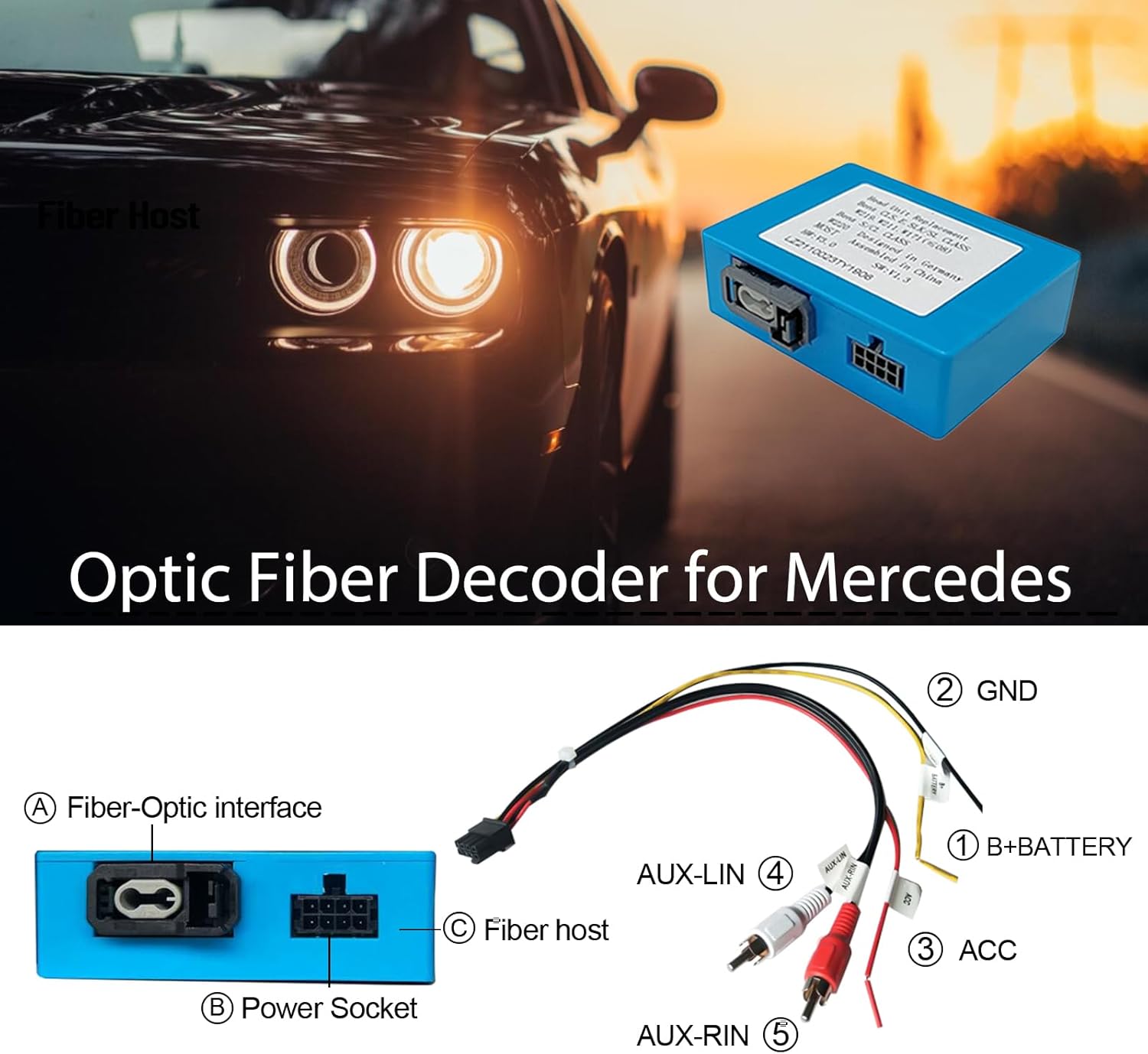 Decodificador Fibra Óptica LEXXSON para Mercedes Áudio Estéreo 3 Decodificador Fibra Óptica LEXXSON para Mercedes Áudio Estéreo - Imagem 3