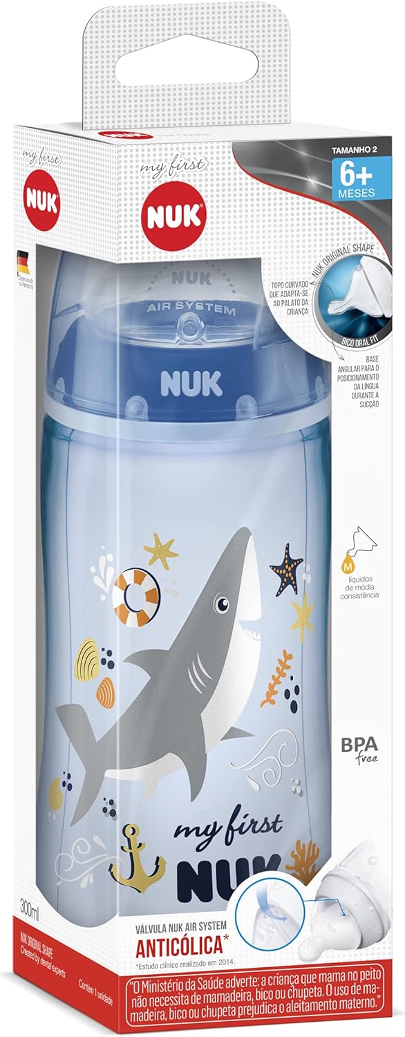 Mamadeira NUK My First PA7055-2B Anticólica Azul 300ml 4 Mamadeira NUK My First PA7055-2B Anticólica Azul 300ml - Imagem 4