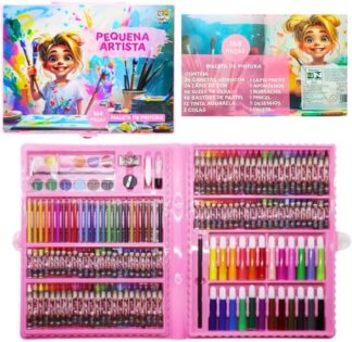 Maleta de Pintura Infantil Genérico 001 com 168 Itens Rosa