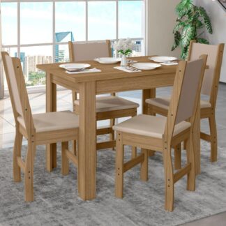 Conjunto Mesa de Jantar Bellagio Poliman 4 Cadeiras Clara 108cm