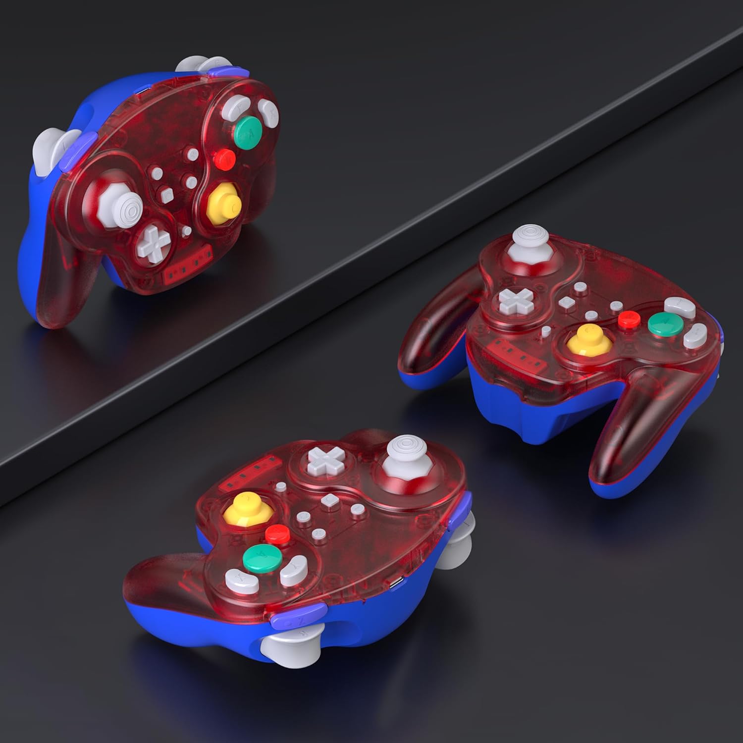 Controle Wireless SAFFUN GameCube para Switch PC Clear Red 8 Controle Wireless SAFFUN GameCube para Switch PC Clear Red - Imagem 8