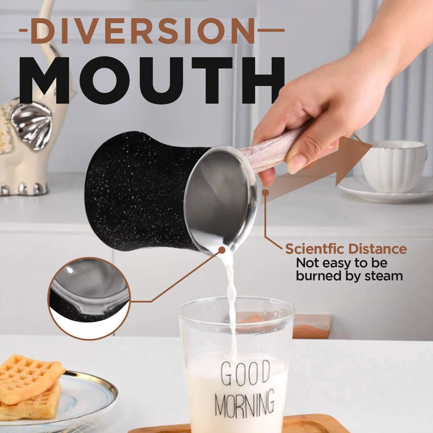 Cafeteira Turca Sukkar Pasha Bakelite de Aço Inoxidável 350ml 4 Cafeteira Turca Sukkar Pasha Bakelite de Aço Inoxidável 350ml - Imagem 4