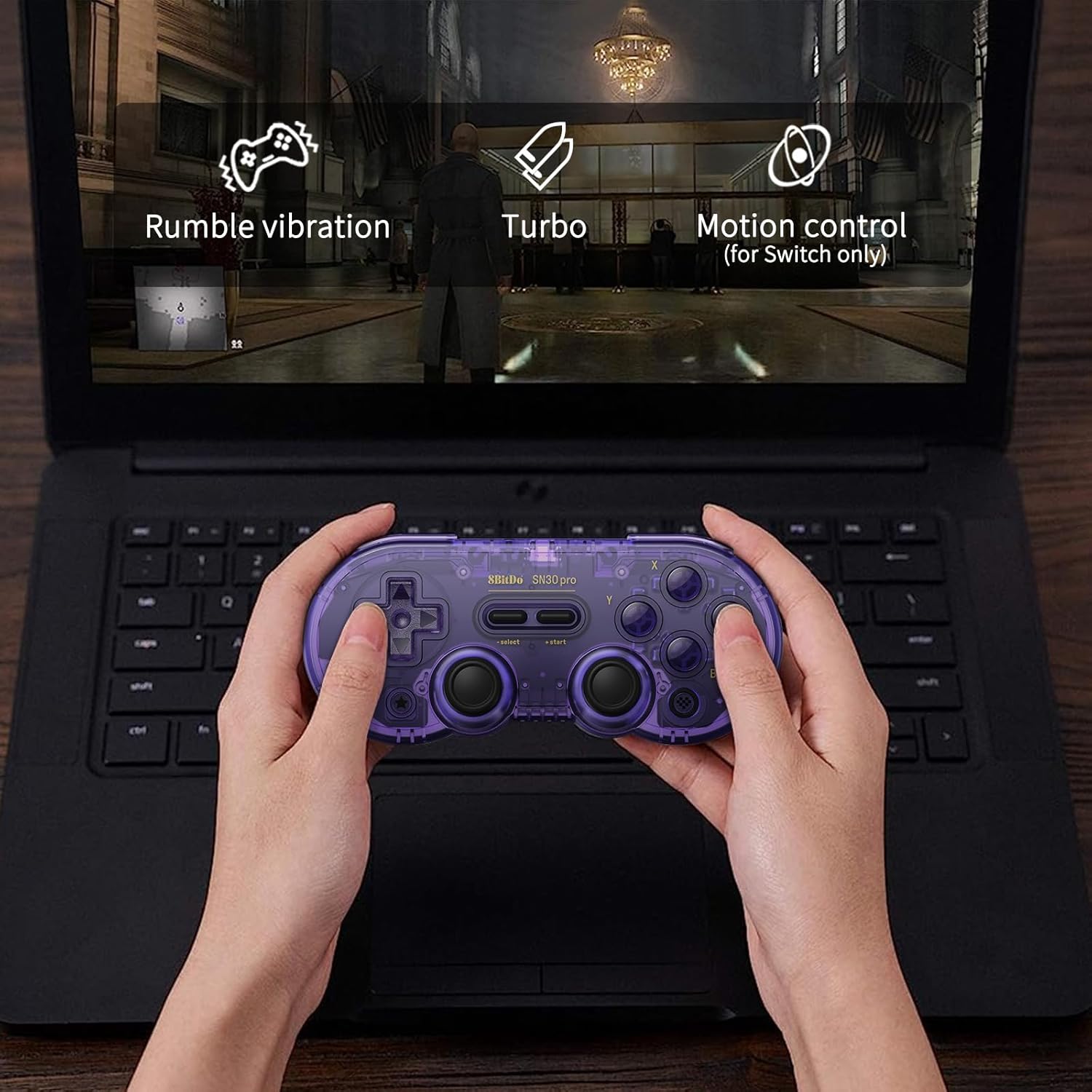 Controle 8Bitdo SN30 Pro Bluetooth com Joystick Hall Purple 4 Controle 8Bitdo SN30 Pro Bluetooth com Joystick Hall Purple - Imagem 4