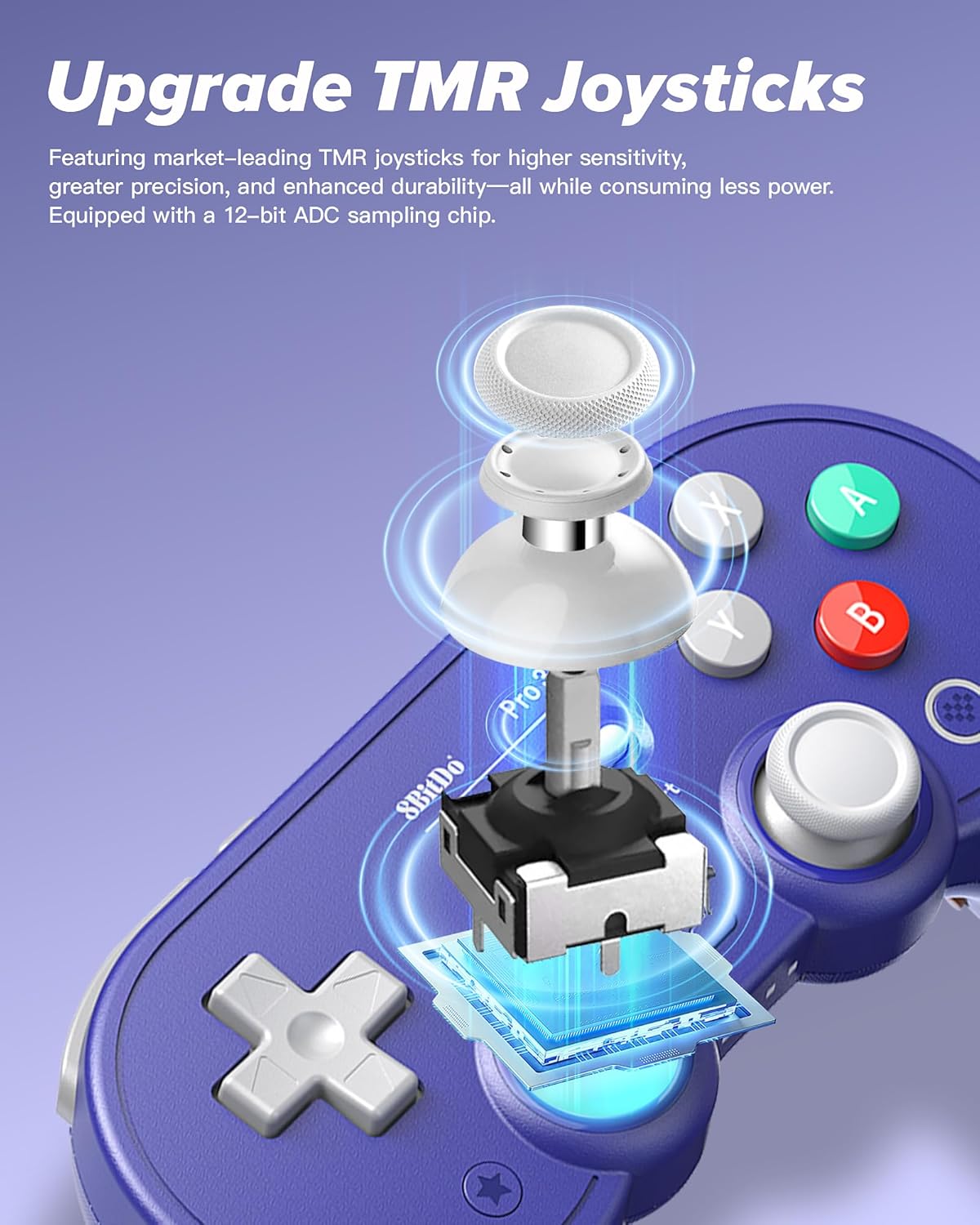 Controle 8Bitdo Pro 3 Bluetooth com Joysticks TMR Roxo 2 Controle 8Bitdo Pro 3 Bluetooth com Joysticks TMR Roxo - Imagem 2