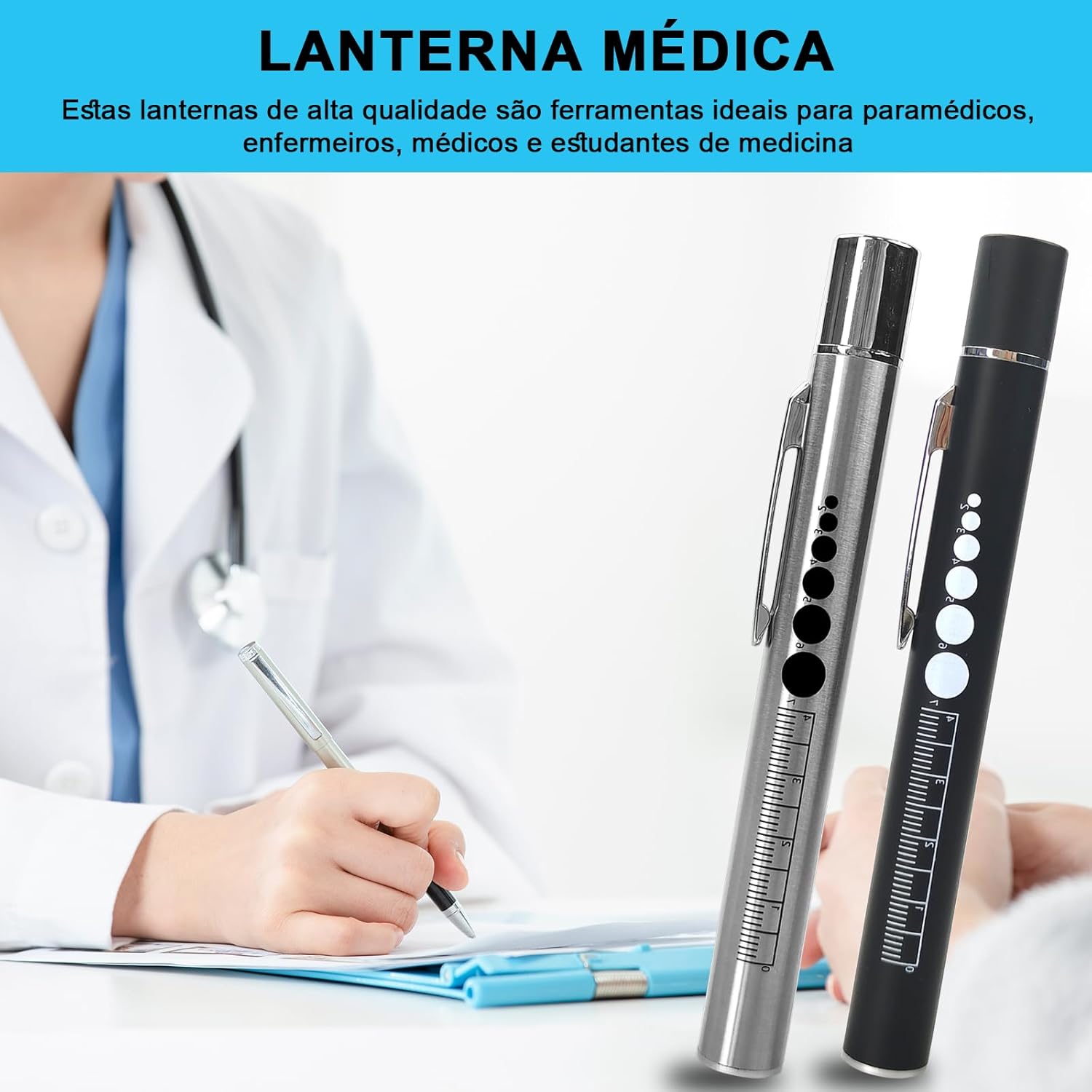 Kit 2 Lanterna Clínica LED BCVVCCB Lanterna Médica para Exame 7 Kit 2 Lanterna Clínica LED BCVVCCB Lanterna Médica para Exame - Imagem 7