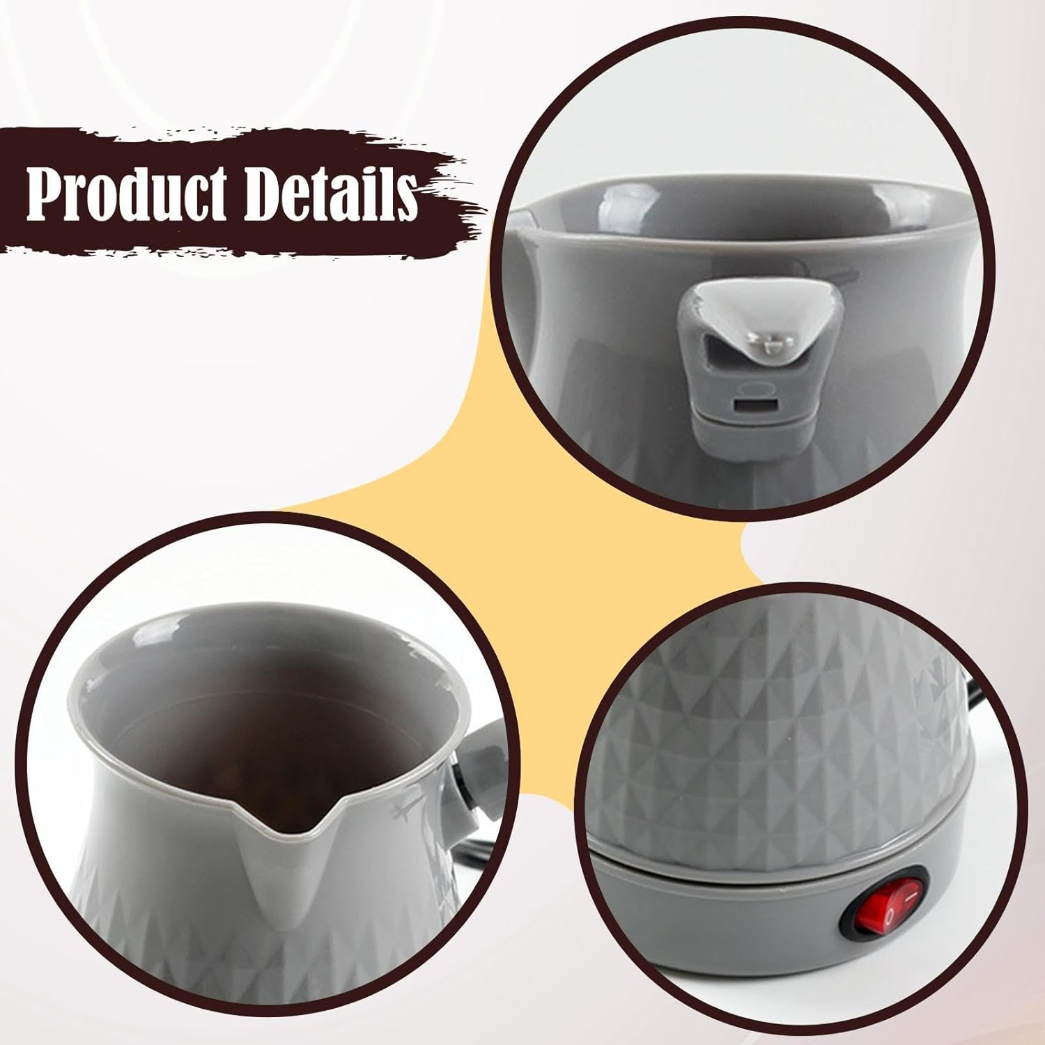 Cafeteira Turca Fxzqgnh Elétrica 0,6L para Café e Camping 3 Cafeteira Turca Fxzqgnh Elétrica 0,6L para Café e Camping - Imagem 3