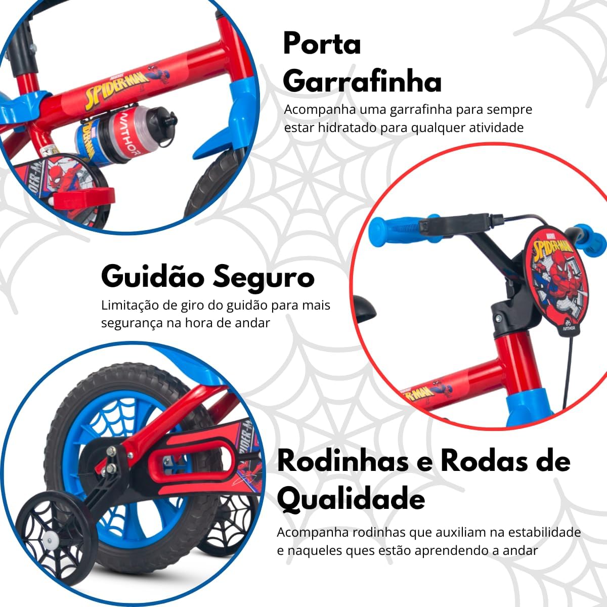 Bicicleta Infantil Nathor Spider-Man Aro 12 com Rodinhas 4 Bicicleta Infantil Nathor Spider-Man Aro 12 com Rodinhas - Imagem 4