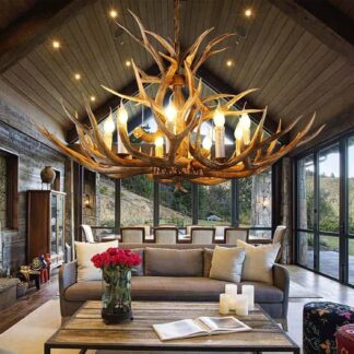 Lustre de Resina YATINMEM Antler 8 Luzes Estilo Rústico Retro