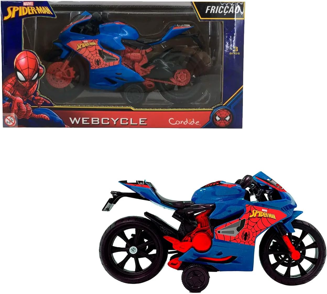 Moto de Fricção Candide Webcycle Spider-Man Brinquedo Infantil 2 Moto de Fricção Candide Webcycle Spider-Man Brinquedo Infantil - Imagem 2