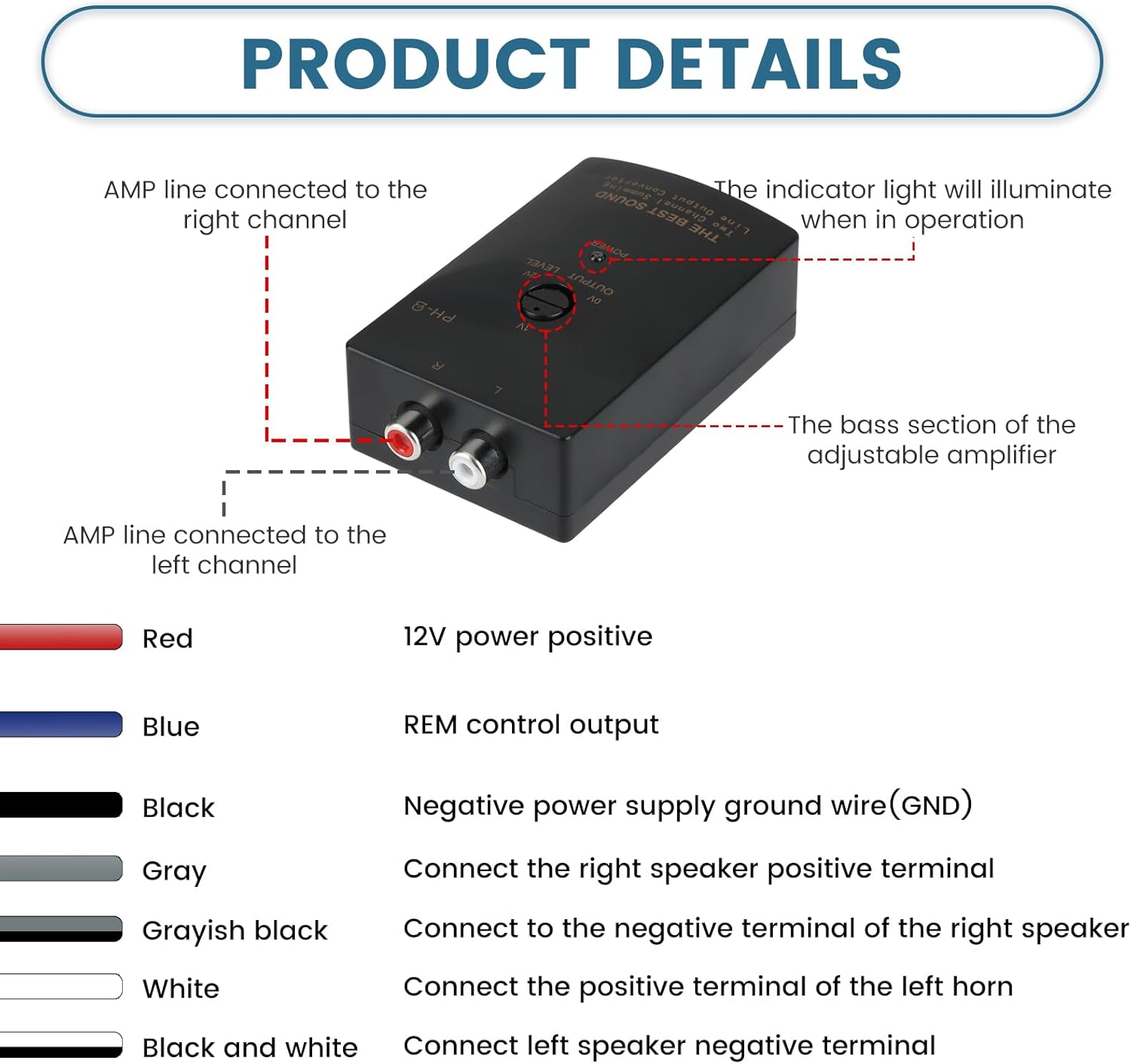 Conversor RCA TNJPSEK 2 Canais Alto para Baixo Som Automotivo 3 Conversor RCA TNJPSEK 2 Canais Alto para Baixo Som Automotivo - Imagem 3