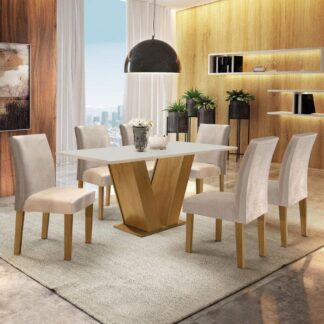 Conjunto Sala de Jantar 6 Cadeiras Espanha Espresso Móveis MDF