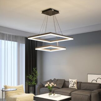 Lustre Mikeru FX46X Quadrado Moderno LED 2 Luzes Preto