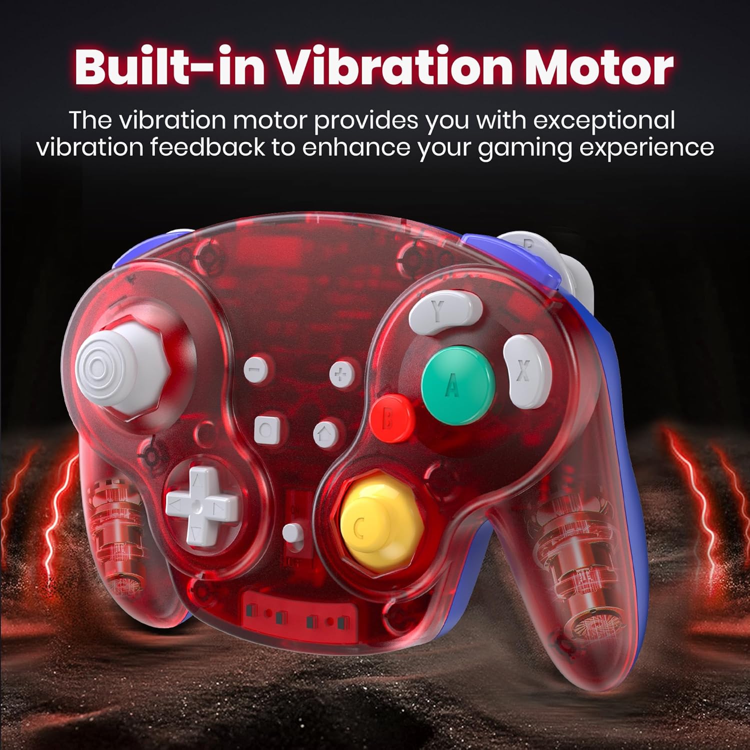 Controle Wireless SAFFUN GameCube para Switch PC Clear Red 2 Controle Wireless SAFFUN GameCube para Switch PC Clear Red - Imagem 2