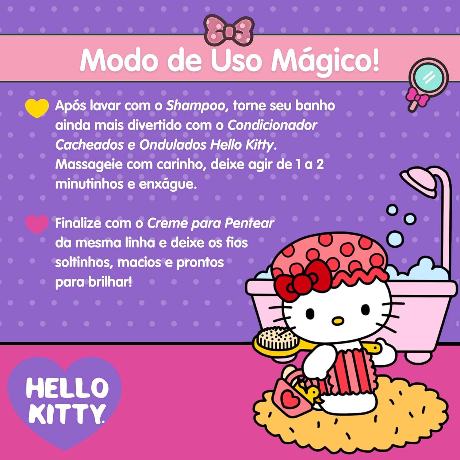 Condicionador Infantil Farmax Hello Kitty para Cabelos Cacheados 6 Condicionador Infantil Farmax Hello Kitty para Cabelos Cacheados - Imagem 6