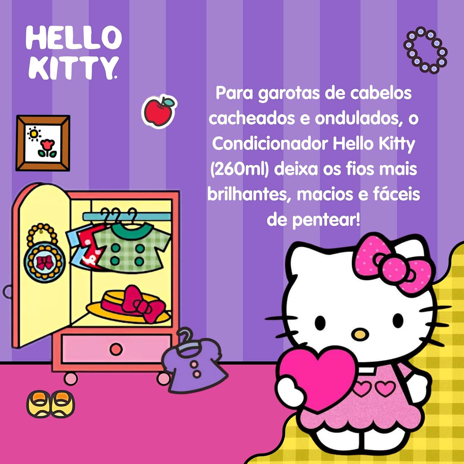 Condicionador Infantil Farmax Hello Kitty para Cabelos Cacheados 4 Condicionador Infantil Farmax Hello Kitty para Cabelos Cacheados - Imagem 4