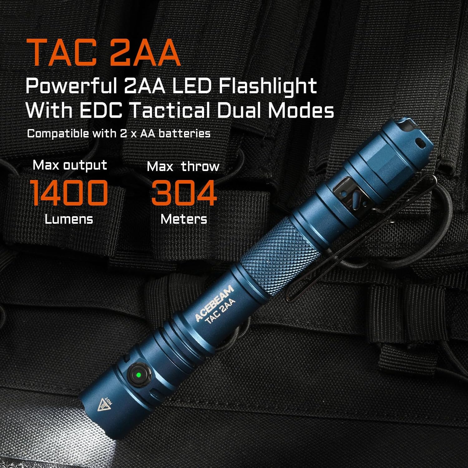 Lanterna Acebeam TAC 2AA Tática LED 1400 Lumens Recarregável 2 Lanterna Acebeam TAC 2AA Tática LED 1400 Lumens Recarregável - Imagem 2