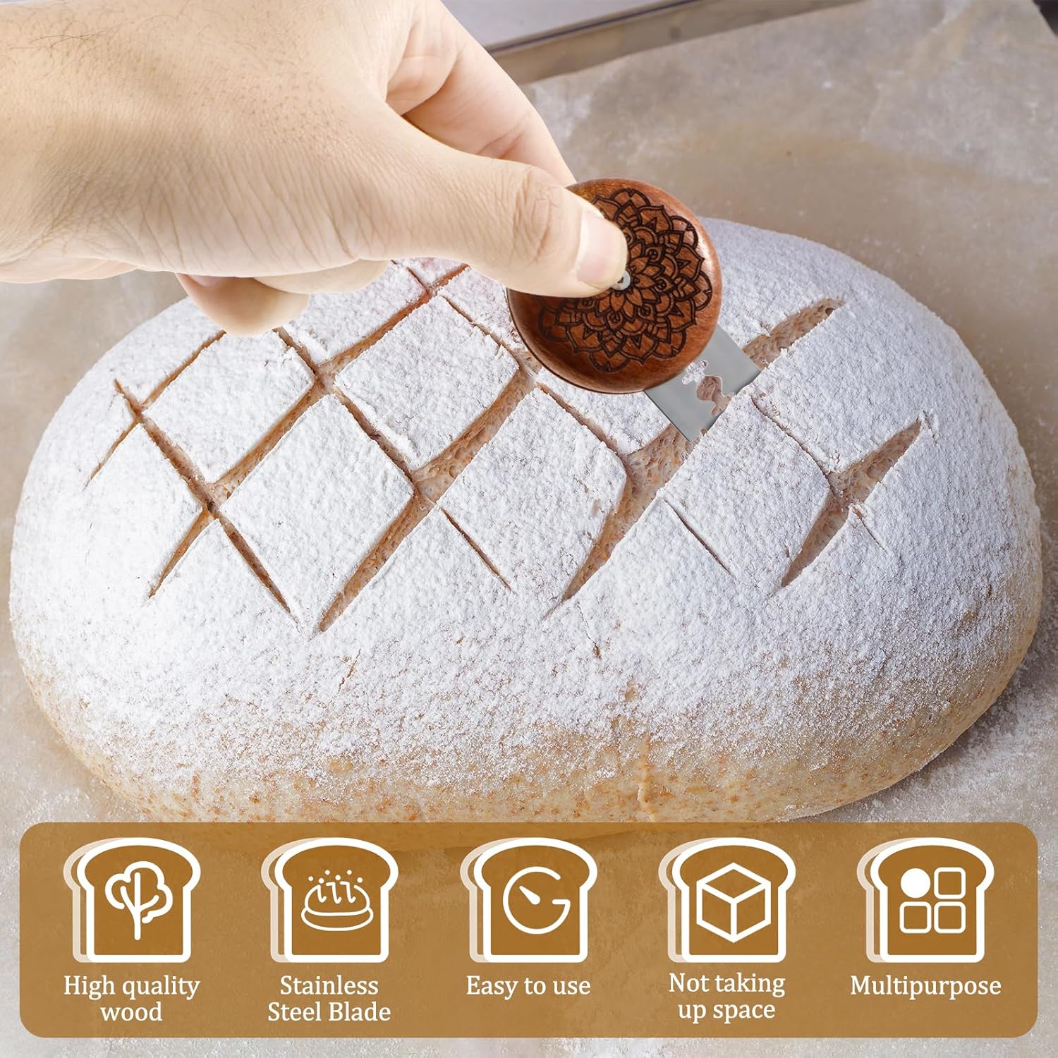 Ferramenta de Pontuação de Massa de Pão SAEHAEYEE Modelo 5cm com Lâminas 8 Ferramenta de Pontuação de Massa de Pão SAEHAEYEE Modelo 5cm com Lâminas - Imagem 8
