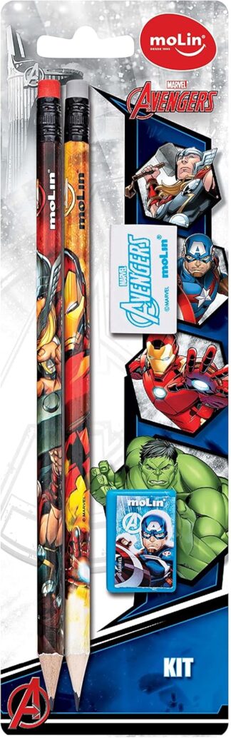 Kit Lápis Molin Avengers com 4 Itens Escolar Infantil