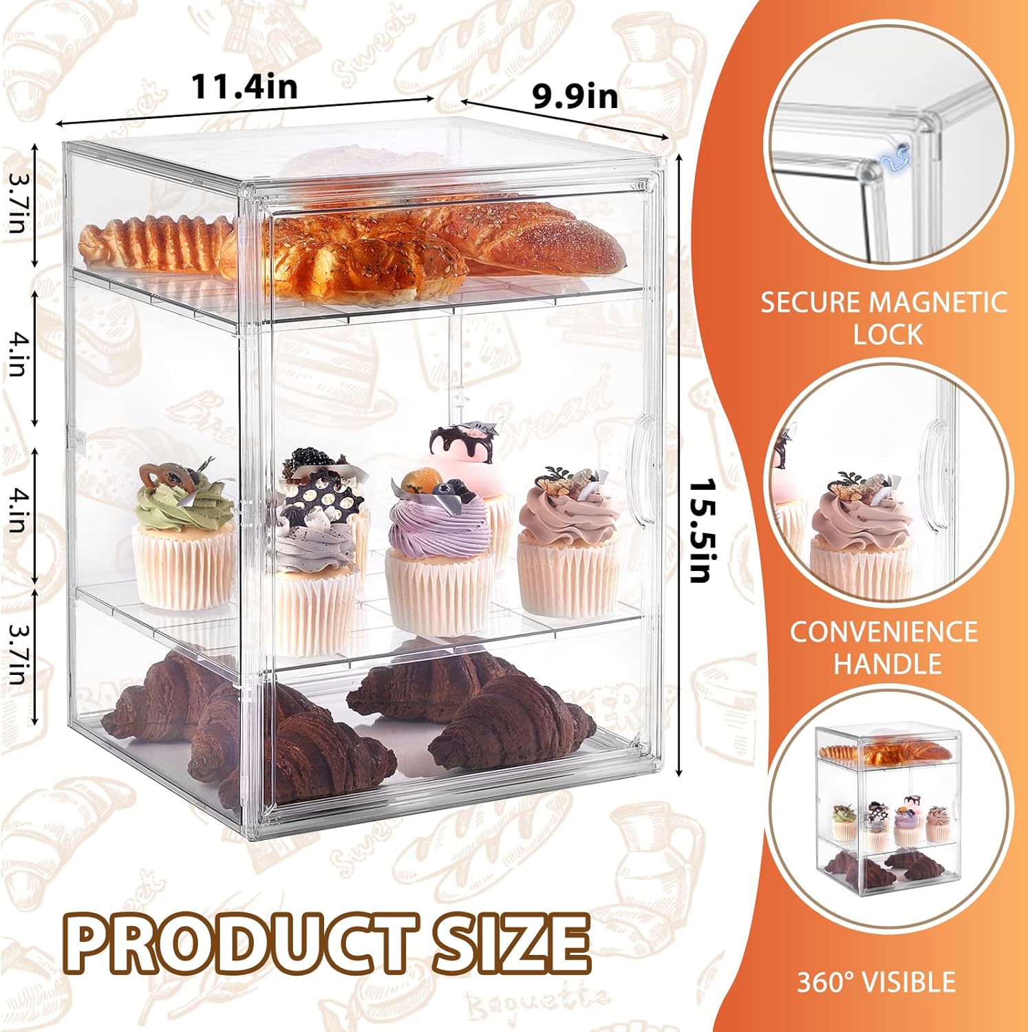 Vitrine ToBeAce HC-BDC-001 Transparente Ajustável Para Confeitaria 2 Vitrine ToBeAce HC-BDC-001 Transparente Ajustável Para Confeitaria - Imagem 2