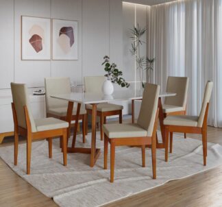 Conjunto Sala de Jantar 6 Lugares Meneghetti Califórnia Dakota