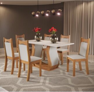 Conjunto de Jantar MadeiraMadeira Buenos Aires 6 Cadeiras Dalas