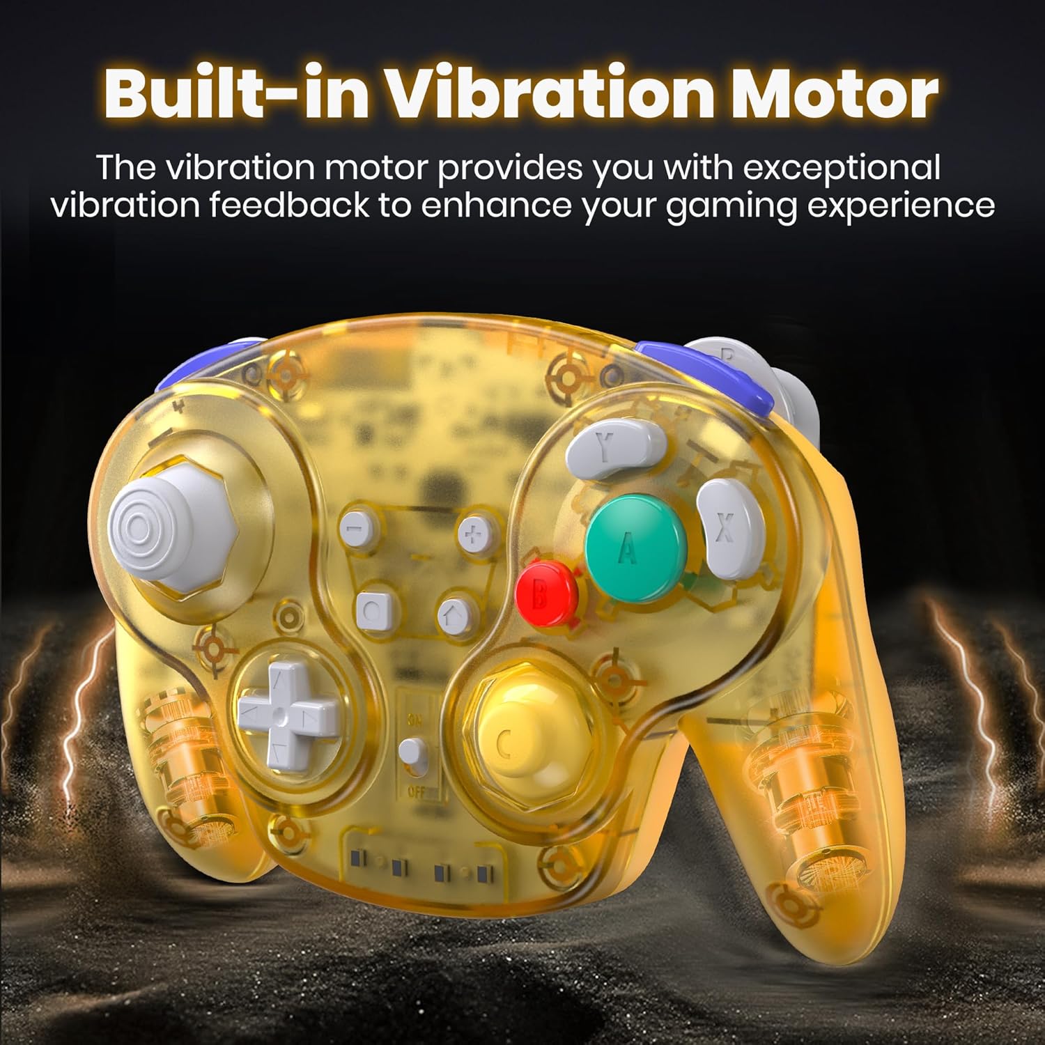 Controle Wireless SAFFUN GameCube para Switch e PC Amarelo 2 Controle Wireless SAFFUN GameCube para Switch e PC Amarelo - Imagem 2