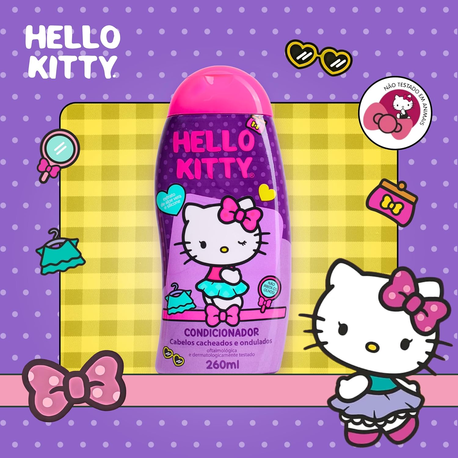 Condicionador Infantil Farmax Hello Kitty para Cabelos Cacheados 3 Condicionador Infantil Farmax Hello Kitty para Cabelos Cacheados - Imagem 3