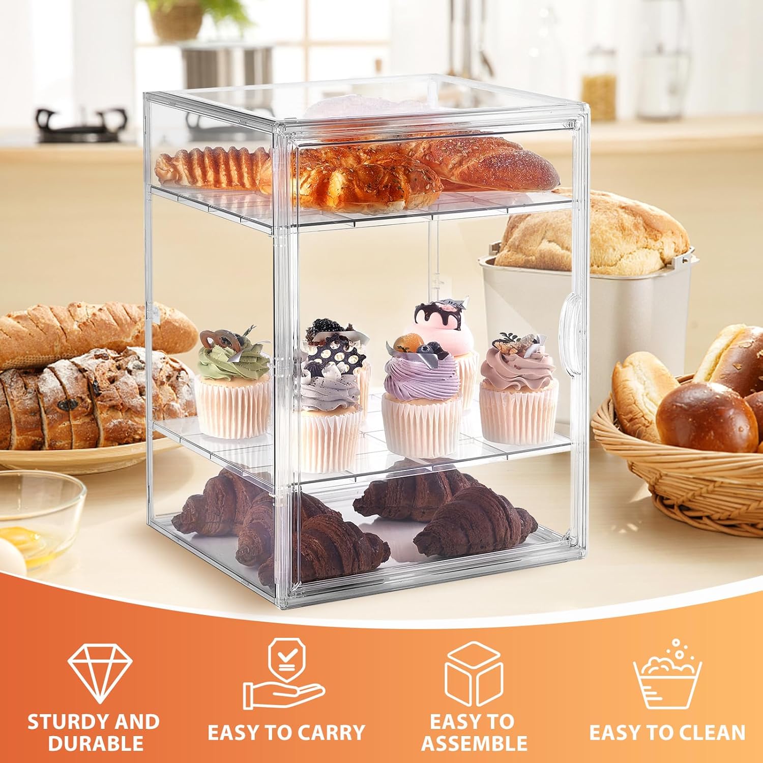 Vitrine ToBeAce HC-BDC-001 Transparente Ajustável Para Confeitaria 4 Vitrine ToBeAce HC-BDC-001 Transparente Ajustável Para Confeitaria - Imagem 4