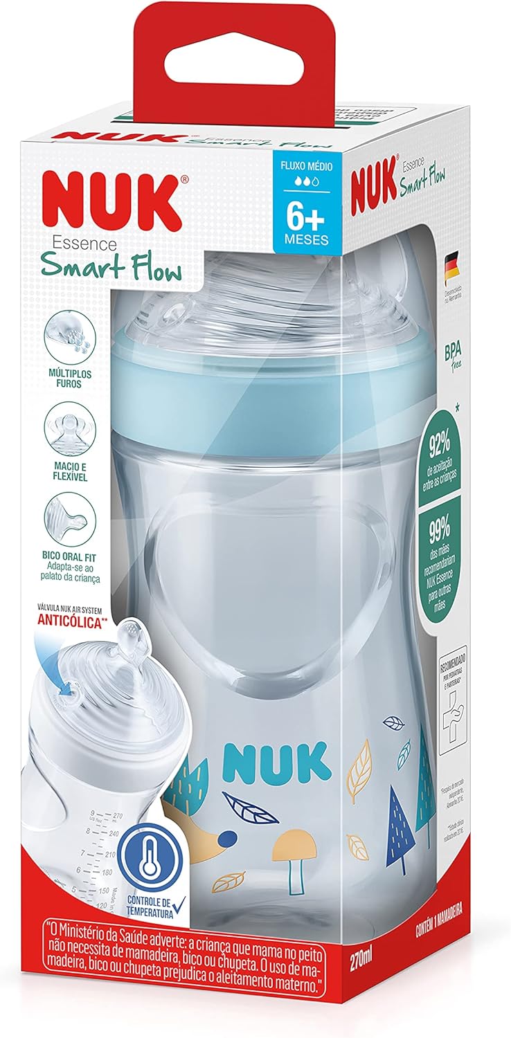 Mamadeira NUK Essence Smart Flow 270ml Anticólica Azul 2 Mamadeira NUK Essence Smart Flow 270ml Anticólica Azul - Imagem 2