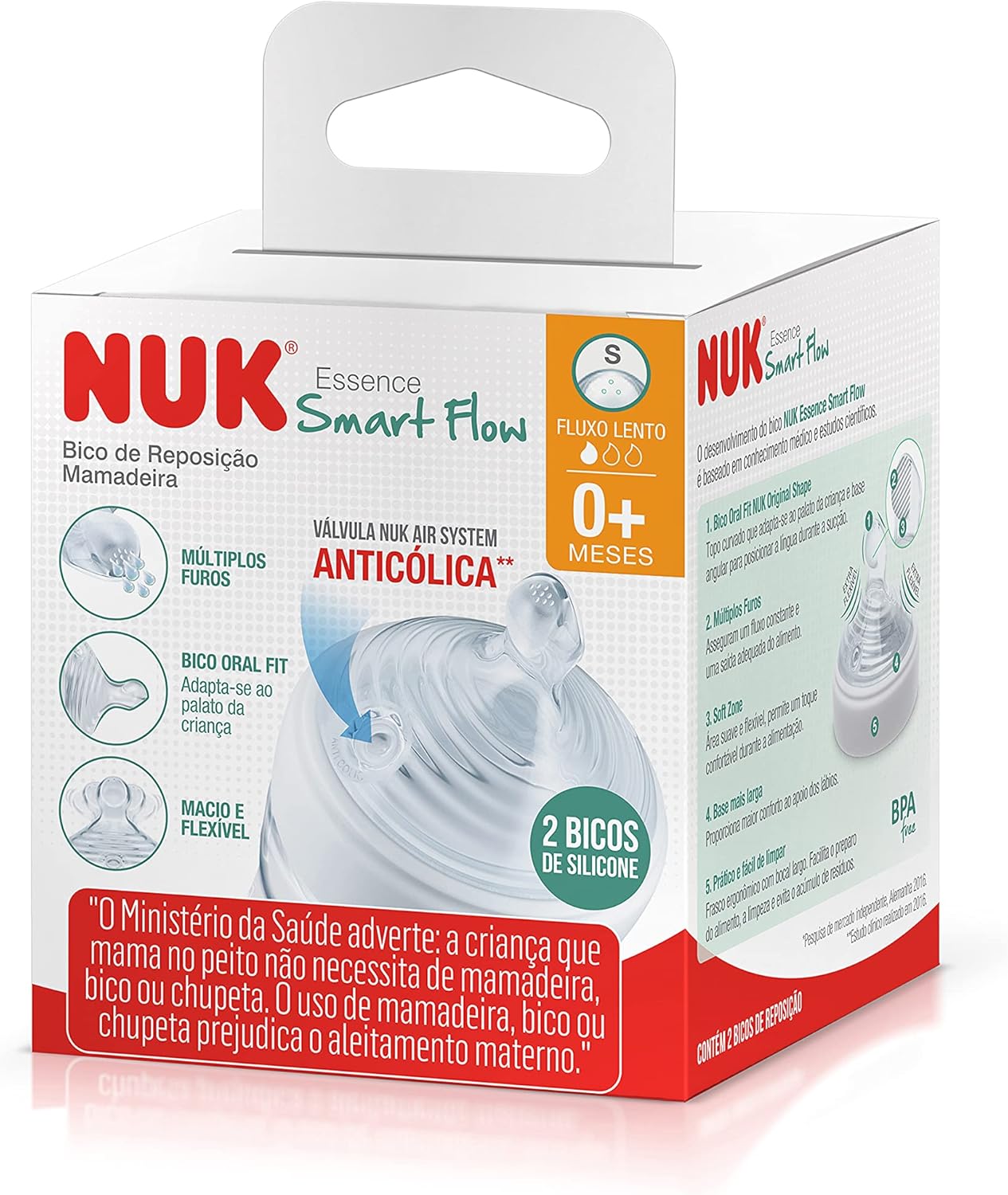 Bico de Mamadeira NUK Essence Smart Flow Silicone Fluxo Lento 2 Bico de Mamadeira NUK Essence Smart Flow Silicone Fluxo Lento - Imagem 2