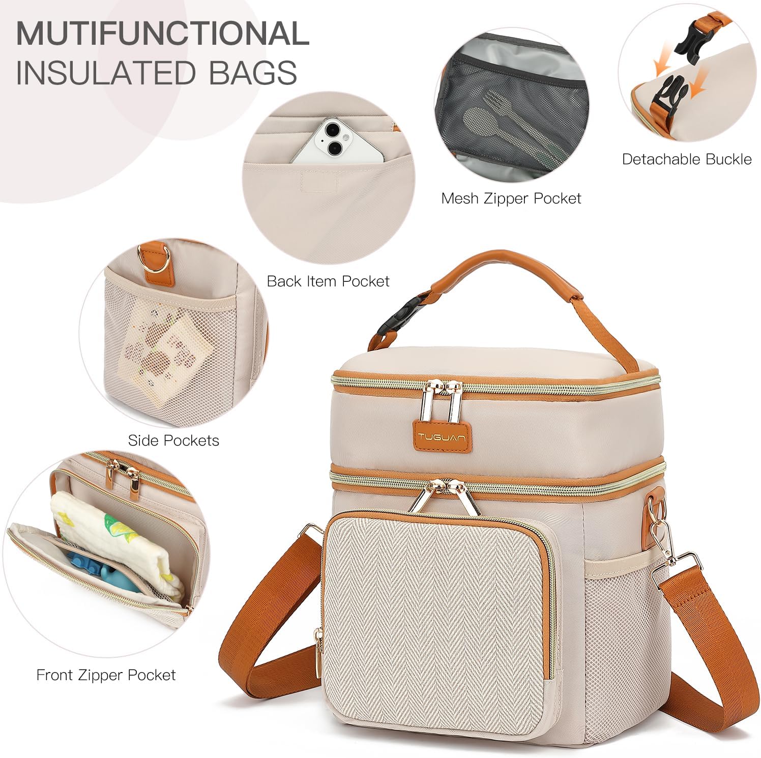 Bolsa Térmica TUGUAN Double Layer para Leite Materno Portátil 5 Bolsa Térmica TUGUAN Double Layer para Leite Materno Portátil - Imagem 5