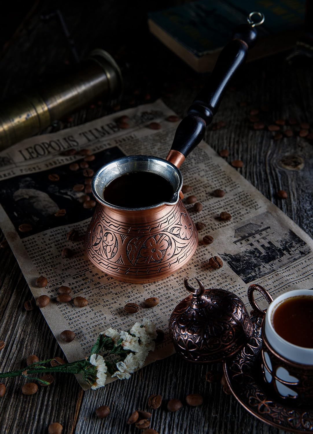 Cafeteira Demmex Tombul Islemeli de Cobre para Café Turco 2 Cafeteira Demmex Tombul Islemeli de Cobre para Café Turco - Imagem 2