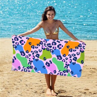 Toalha de Praia Estampa Leopardo Secagem Rápida Leve e Macia