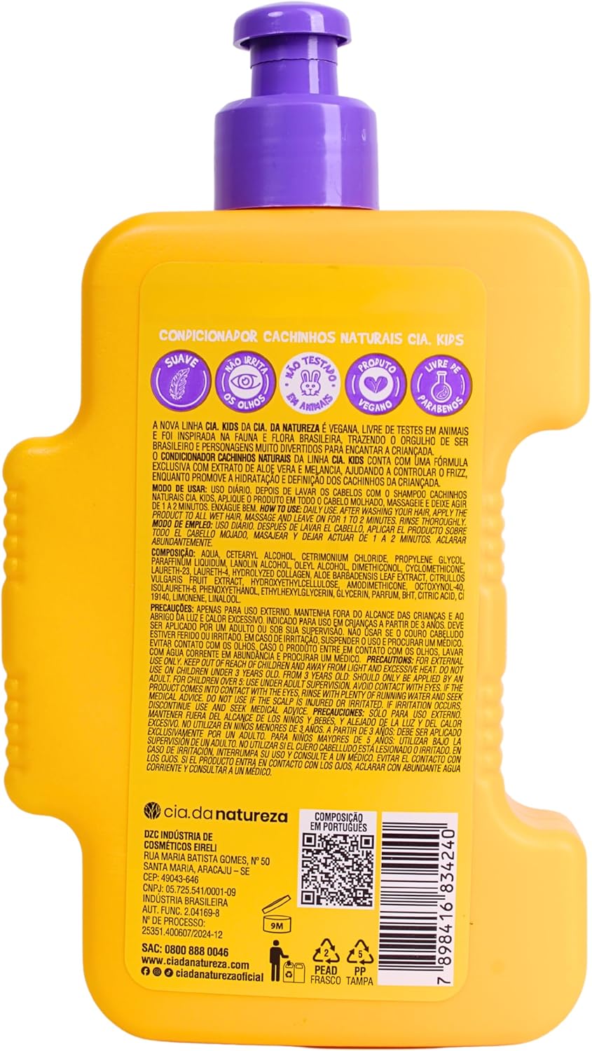 Condicionador Cia da Natureza Kids Cachinhos Naturais 250ml 4 Condicionador Cia da Natureza Kids Cachinhos Naturais 250ml - Imagem 4