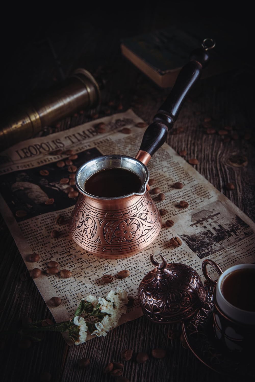 Cafeteira Demmex Tombul Islemeli de Cobre para Café Turco 6 Cafeteira Demmex Tombul Islemeli de Cobre para Café Turco - Imagem 6