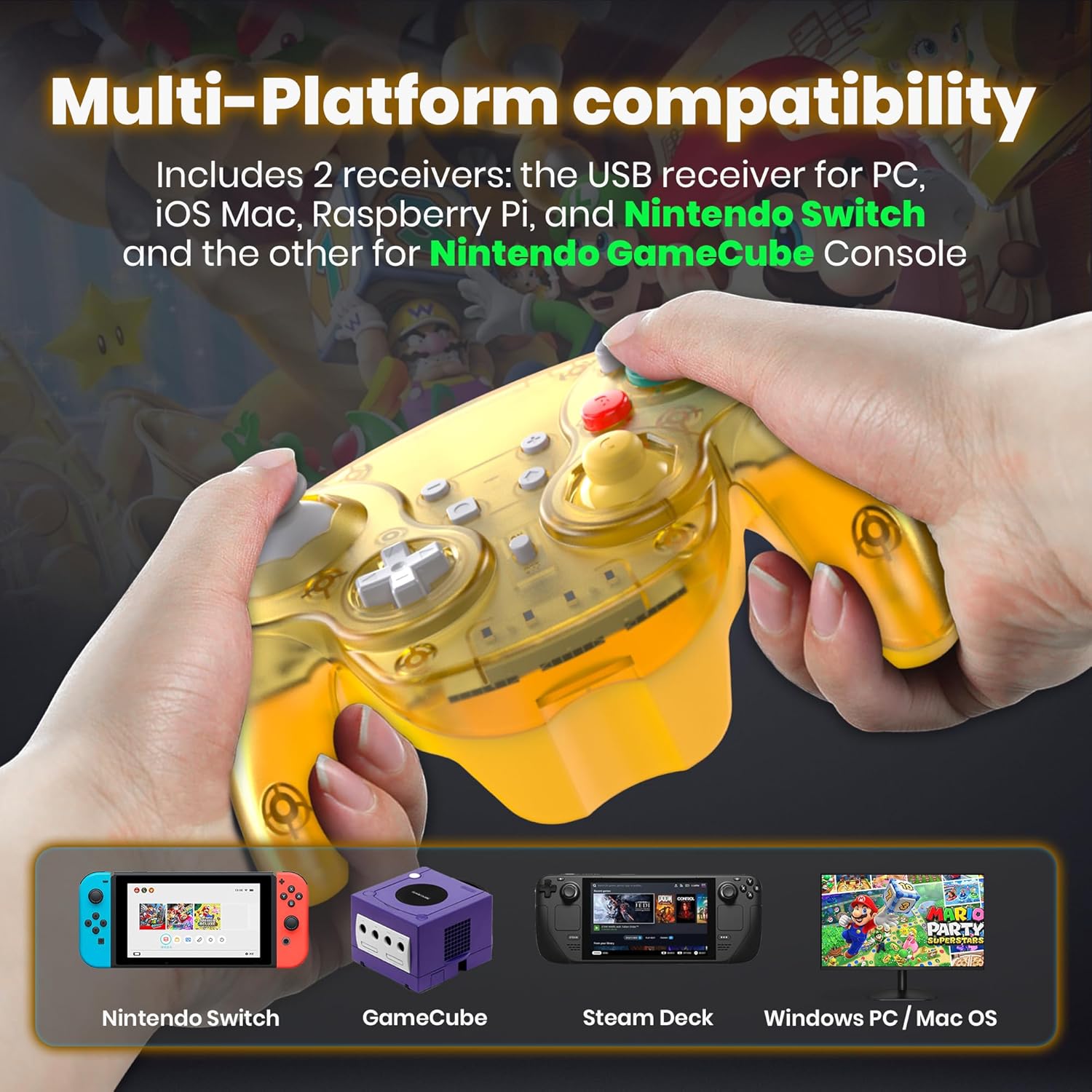 Controle Wireless SAFFUN para GameCube e Switch Recarregável 6 Controle Wireless SAFFUN para GameCube e Switch Recarregável - Imagem 6
