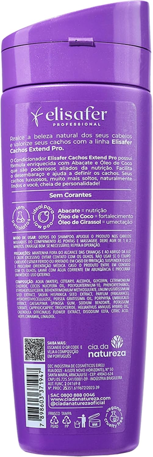 Condicionador Elisafer Extend Pro para Cabelos Cacheados 250ml 2 Condicionador Elisafer Extend Pro para Cabelos Cacheados 250ml - Imagem 2